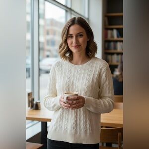 St. John's Bay Cream Cable Knit Sweater